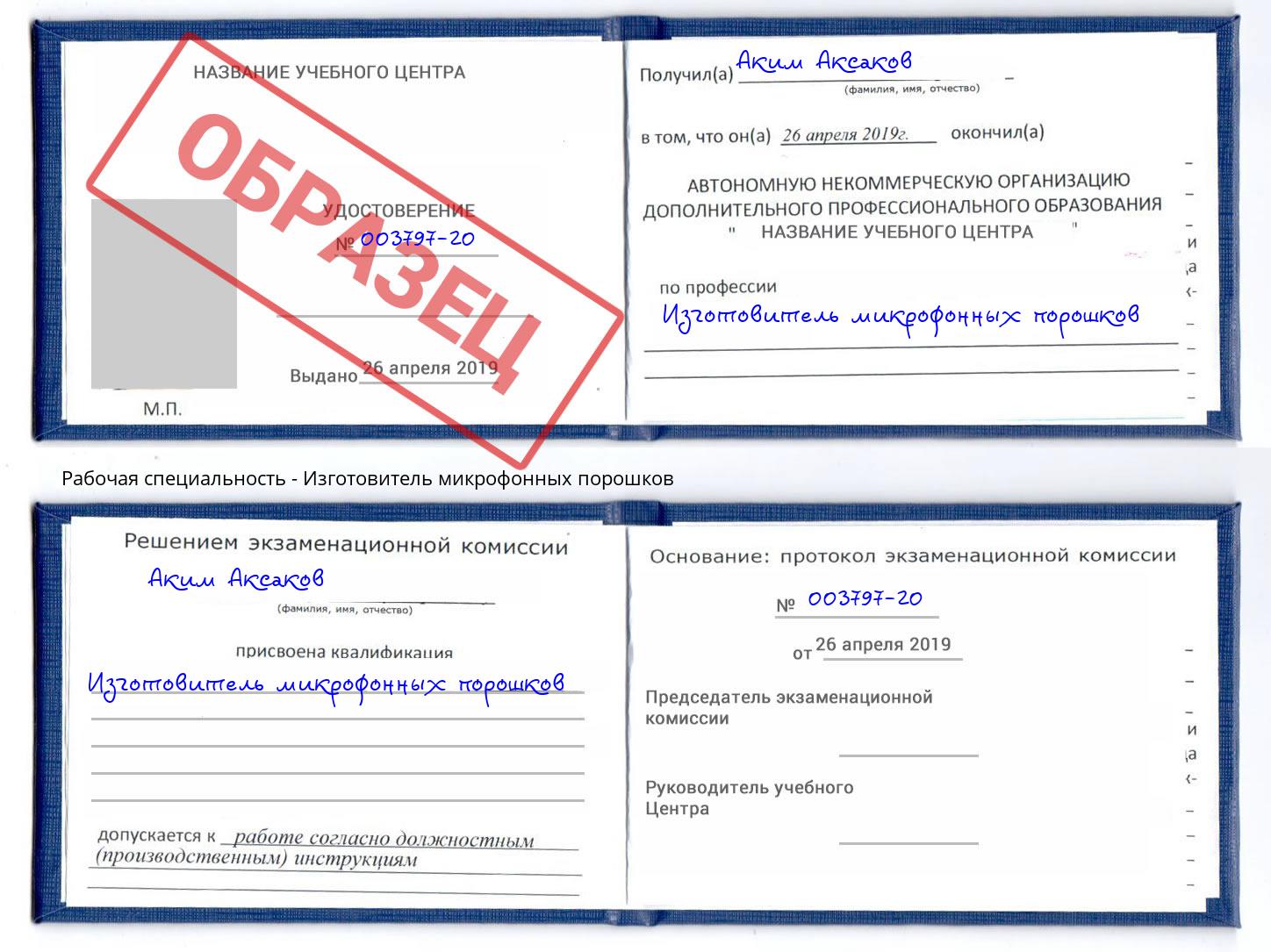 Изготовитель микрофонных порошков Павловский Посад