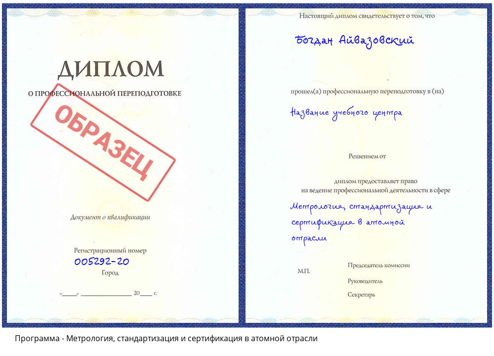 Метрология, стандартизация и сертификация в атомной отрасли Павловский Посад