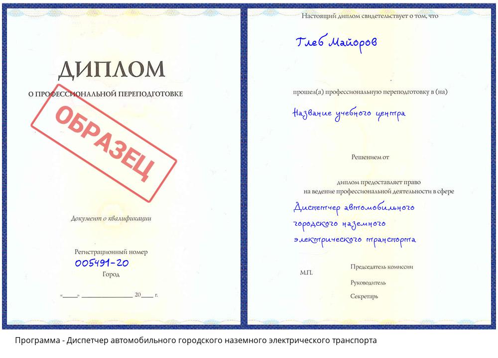 Диспетчер автомобильного городского наземного электрического транспорта Павловский Посад