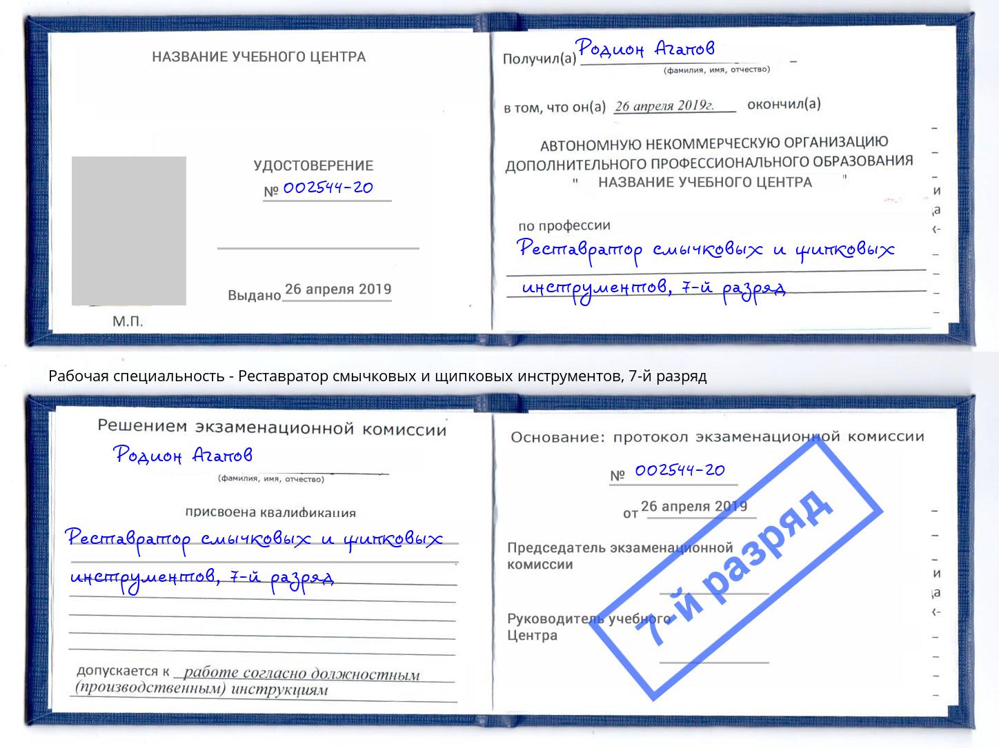 корочка 7-й разряд Реставратор смычковых и щипковых инструментов Павловский Посад