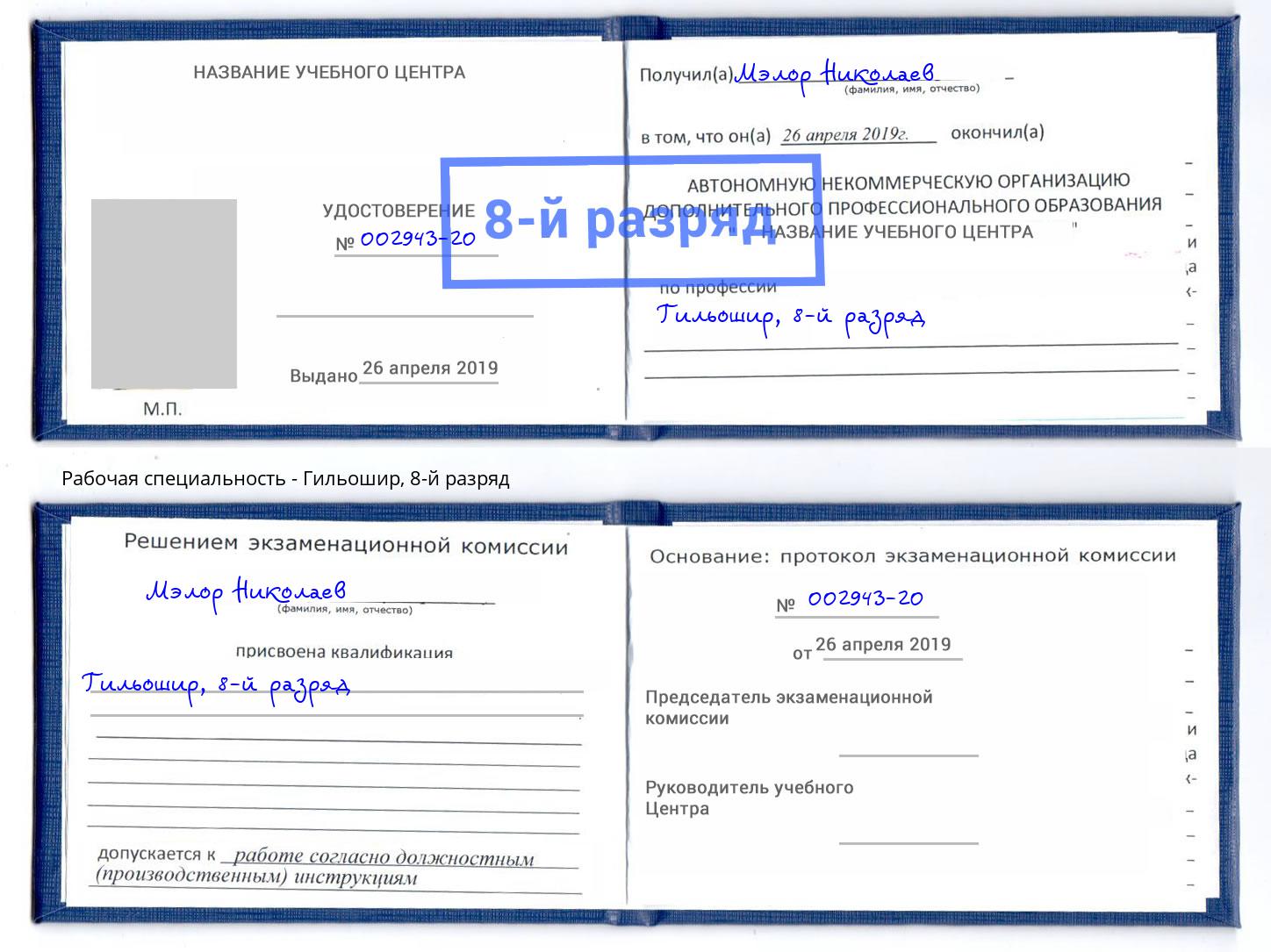 корочка 8-й разряд Гильошир Павловский Посад