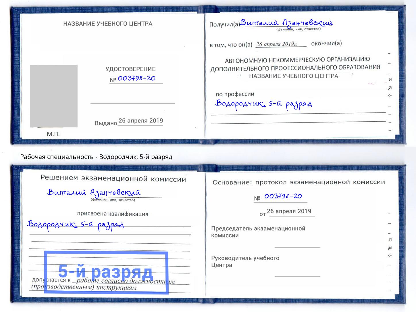 корочка 5-й разряд Водородчик Павловский Посад